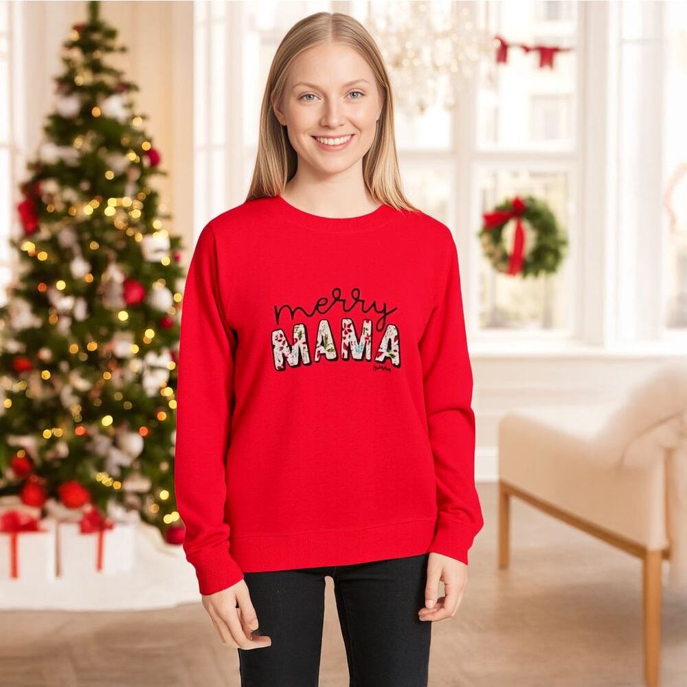 NWT Merry Mama Holiday Red Cozy Soft Sweatshirt Sz Medium